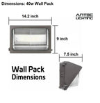 Antec 40W Outdoor LED Wall Pack Light, 5000 People 5000K, 100-277VAC, UL/DLC , IP65 Weather Resistant,