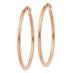 Real 14kt Rose Gold Polished Lightweight Large Diamond-cut Tube Hoop Earrings; for Adults and Teens; for Individuals and Individuals