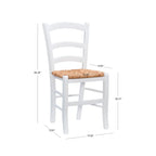 Linon Karsyn Set of Two Wood Side Chairs Ladder Back Rush Seat in White Finish