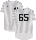 Nestor Cortes New York Yankees Player-Worn #65 White Pinstripe Jersey vs. Boston Red Sox on September 25, 2022