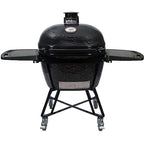 Primo All-In-One Oval XL 400 Ceramic Kamado Grill With Cradle, Side Shelves, And Stainless Steel Grates - PGCXLC (2021)