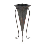 DecMode 30", 28"H Indoor Outdoor Brown Metal Planter with Scroll Stand (2 Count)