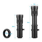 Suzicca Camera MF Super Telephoto Zoom Lens F/8.3-16 420-800mm T Mount with Adapter Ring Universal 1/4 Thread Gentlemen for Canon EF-Mount Cameras 80D 77D 70D 60D 60Da 50D 7D 6D 5D T7i T7s T6s T6