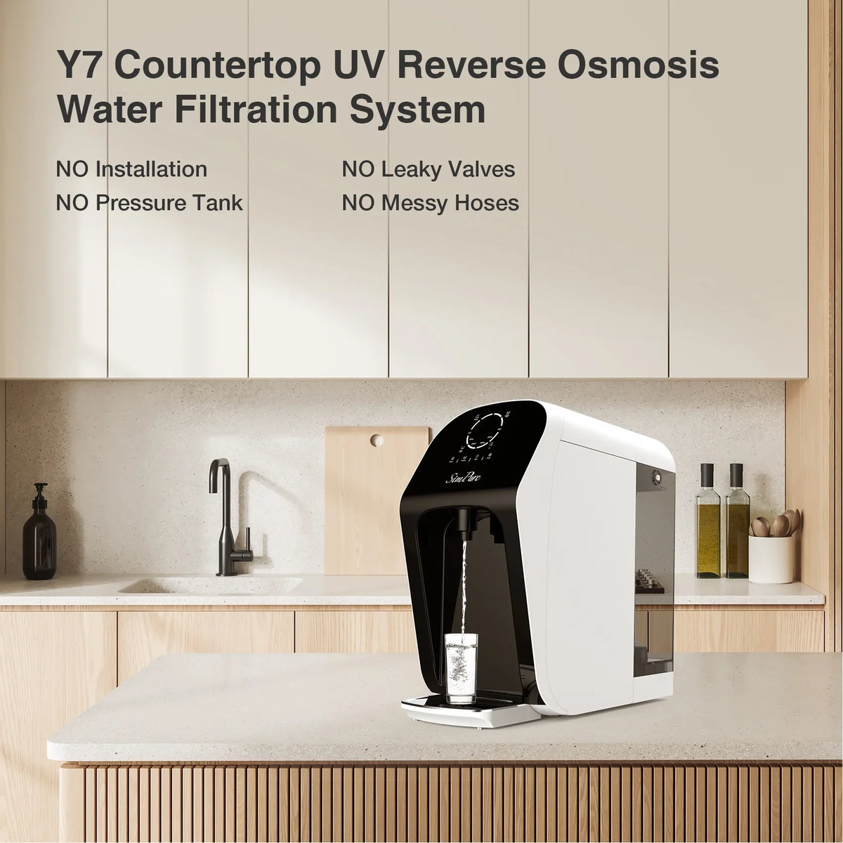 SimPure WP1-100 UV Countertop Reverse Osmosis Water Filtration System, 4 Stage RO Water Filter, 4: 1 Pure to Drain, No Installation