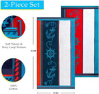 Cotton Striped Beach Towel Set For Kids, Adults, Travel, Pool, Shower, Swimming, Quick Dry, Vacation, Camping, Bathroom, Absorbent, Sailing Collection, 34" X 64", Blue/Red/White, 2 Piece
