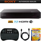 Sony BDP-S3700 Streaming Blu-ray Disc Player with Wi-Fi + Accessories Bundle Includes, 2.4GHz Wireless Backlit Keyboard with Touchpad, 6ft HDMI Cable and Laser Lens Cleaner for DVD/CD Players