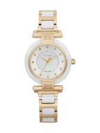 Pre-owned Escada Lauren Gold Tone Ceramic Ladies Watch E2135014 (Good)