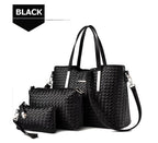Smarit Gentlemen Pu Leather Weave Handbag Purse Bag Set 3 Pieces Tote Bag Set Shoulder Bags Big Capacity