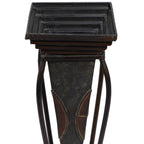 DecMode 30", 28"H Indoor Outdoor Brown Metal Planter with Scroll Stand (2 Count)