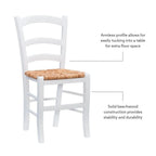 Linon Karsyn Set of Two Wood Side Chairs Ladder Back Rush Seat in White Finish
