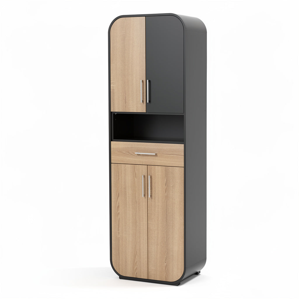 Armario Moderno de Madera y Metal con Almacenamiento Vertical