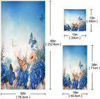 Wellsay Beautiful Flowers Shrubs Butterfly Soft Luxury Decorative Set of 3 Towels, 1 Bath Towel+1 Hand Towel+1 Washcloth, Multipurpose for Bathroom, Hotel, Gym, Spa and Kitchen