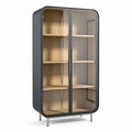 Vitrina Moderna de Vidrio y Madera con Estantes Ajustables
