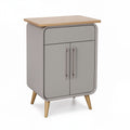 Cajonera Moderna con Acabado en Gris y Tapa de Madera Natural