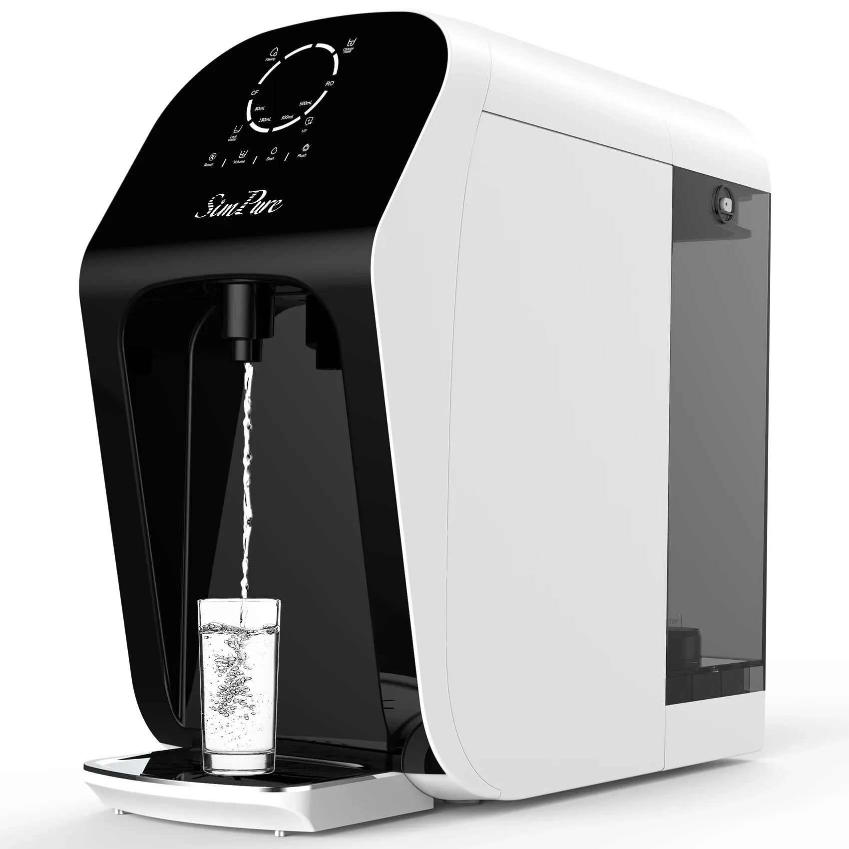 SimPure WP1-100 UV Countertop Reverse Osmosis Water Filtration System, 4 Stage RO Water Filter, 4: 1 Pure to Drain, No Installation
