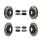 Transit Auto - Front Rear Coated Drilled Slotted Disc Brake Rotors And Semi-Metallic Pads Kit For 2019-2021 Mazda CX-3 FWD KDS-100840