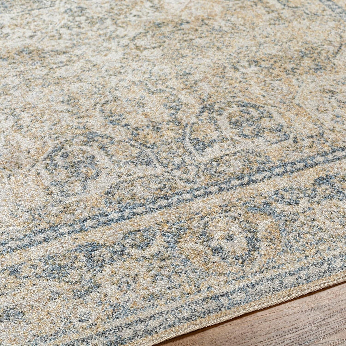 Washable Rugs, 2X3 East Traditional Light Area Rug, Blue Beige Carpet For Living Room, Bedroom Or Kitchen (2' X 3', Machine Washable)