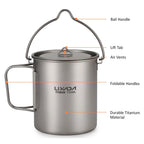 TOMSHOO cup kit,With Lid 450ml Water Cup 3 Pieces Set 750ml Pot Lid Collapsible Handle Cup With Handle Spork Pot With Handle Open Fire Adben Lid Coffee Cup Set Ium 750ml