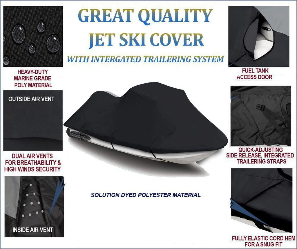 Midnight TOP OF THE LINE JET SKI Cover Compatible for POLARIS SL 700 750 JET SKI PWC COVER 1992 1993 1994 1995 1996 1997 1-2 Seater