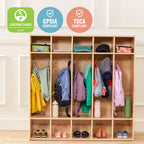 ECR4Kids Streamline 5-Section Coat Locker, Classroom Furniture, Natural