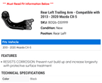 Rear Left Trailing Arm - Compatible with 2013 - 2020 Mazda CX-5 2014 2015 2016 2017 2018 2019