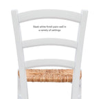 Linon Karsyn Set of Two Wood Side Chairs Ladder Back Rush Seat in White Finish