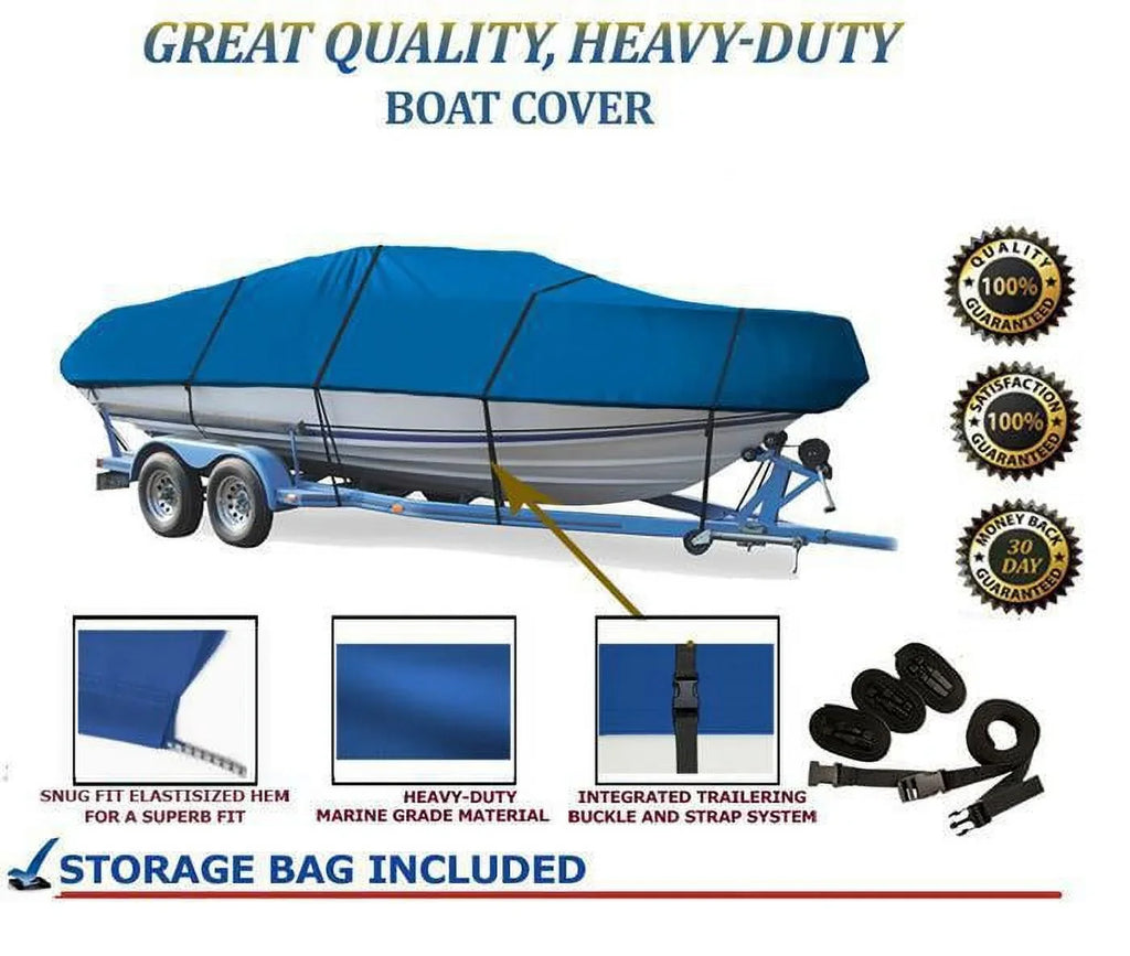 BLUE, GREAT QUALITY BOAT COVER Compatible for Lund 16 Tyee Rebel Special 1990