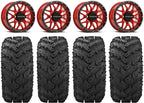Raceline Krank 14" Red Wheels 28" Reptile Tires Kawasaki Mule Pro FXT