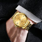 Luxury People Automatic Mechanical Watch Waterproof Stainless Steel Gold Tone Wrist
