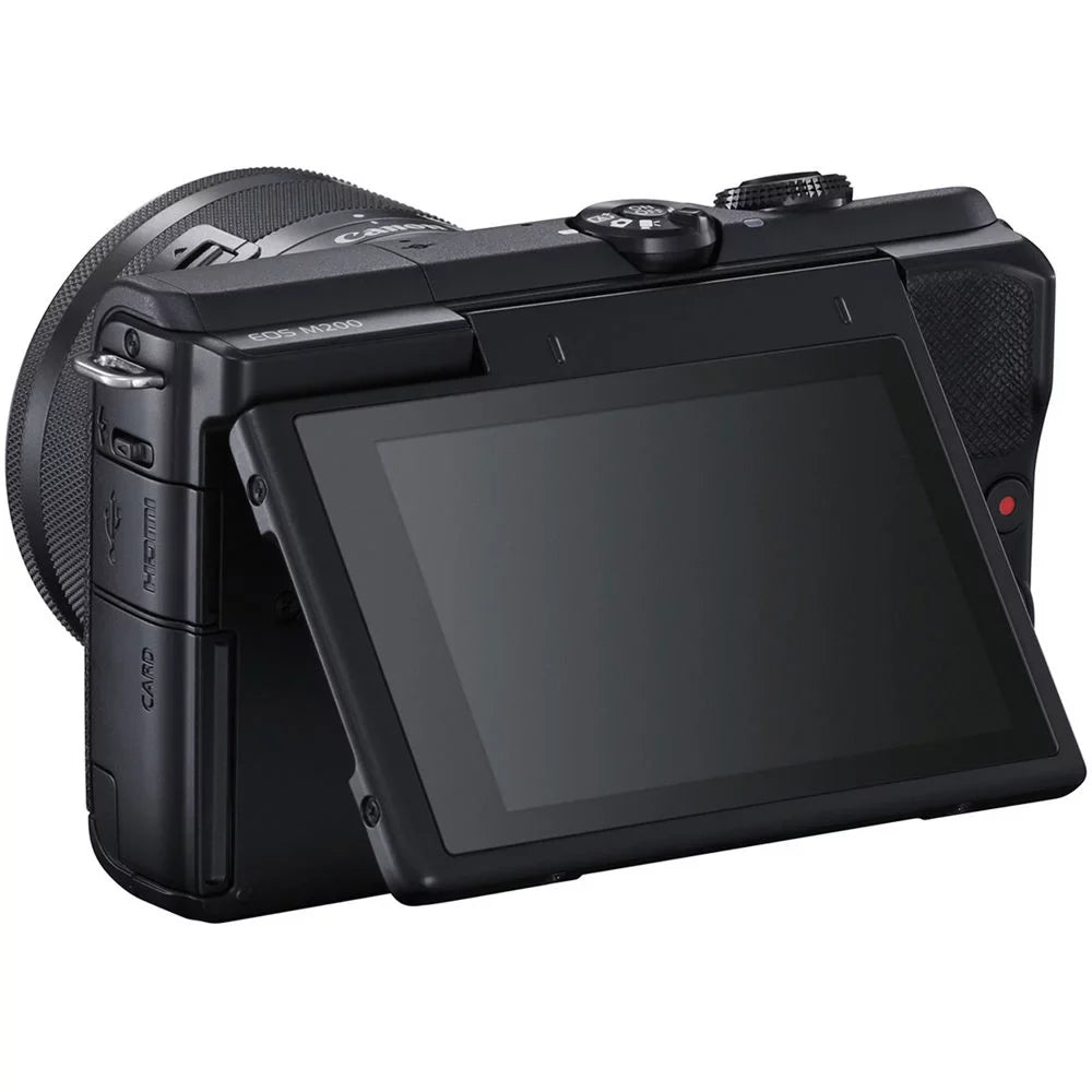 Canon EOS M200 Mirrorless Camera with 15-45mm and 55-200mm Lenses Ebony (3699C009) + Color Filter Kit + Filter Kit + 2 x 64GB Card + Charger + 2 x LPE12 Battery + Card Reader + More