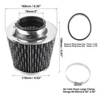 1pcs 2.7" 70mm Reducer Ring Inlet Cold Air Intake Cone Individuals Washable Clamp on Dry Air Filter Carbon Fiber Pattern