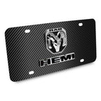 RAM 2019 up HEMI 3D Dual Logo Dark Carbon Fiber Patten Steel License Plate