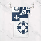 Dreamtimes Bath Towel Sets for Bathroom Hand Towels Fingertip Towels Sailing Vessel Anchor Lighthouse Checked 3 Piece Decorative Soft Cotton Absorbent