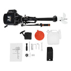 2 Stroke 3.6 HP Gasoline Outboard Motor, 55cc Fishing Boat Engine with Water Cooling System Clutch Control Midnight