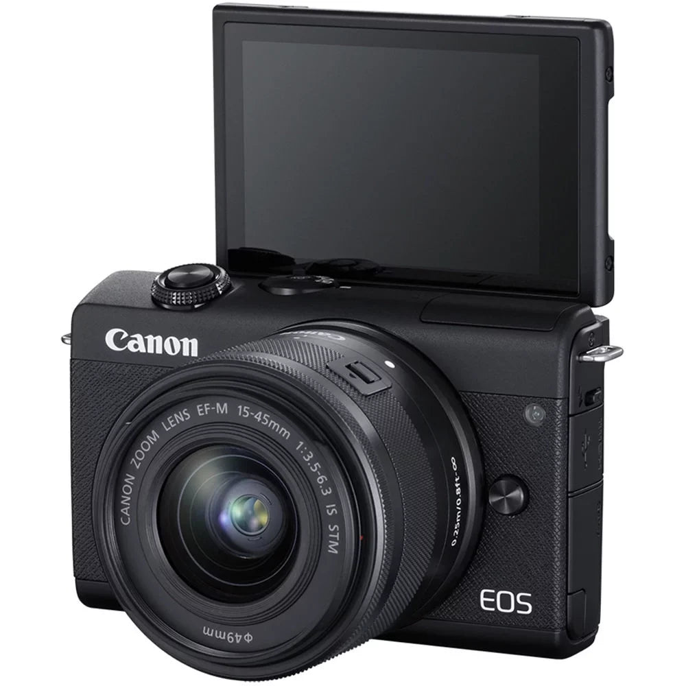 Canon EOS M200 Mirrorless Camera with 15-45mm and 55-200mm Lenses Ebony (3699C009) + Color Filter Kit + Filter Kit + 2 x 64GB Card + Charger + 2 x LPE12 Battery + Card Reader + More