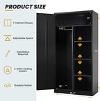 RUNFAYBIU Metal Wardrobe Closet - 72" Bedroom Armoires with Lock Locker with Adjustable Shelves and Removable Hanging Rods (White)