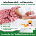 Smart Caregiver Cordless Bed Exit Monitoring System Alarm with Bed Pressure Sensing Pad - Help Prevent Falls and Wandering While Edge 2 Piece Set