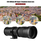 Suzicca Camera MF Super Telephoto Zoom Lens F/8.3-16 420-800mm T Mount with Adapter Ring Universal 1/4 Thread Gentlemen for Canon EF-Mount Cameras 80D 77D 70D 60D 60Da 50D 7D 6D 5D T7i T7s T6s T6