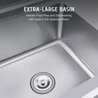 39.3* 23.6* 36.7in Stainless Steel Kitchen Utility Sink Drainboard Sink for Commercial and Home Use