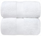 White Classic Luxury White Bath Towels - Large 30x56 Inch, 100% Cotton American Linen Big White Towels, 2-Pack Bathroom Sheets | Set of 2, White