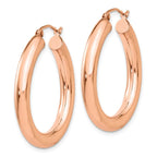 Real 14kt Rose Gold Polished 4mm Tube Hoop Earrings; for Adults and Teens; for People and People