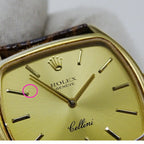 Authenticated Used ROLEX Cellini 3805 Cal.1600 watch People hand winding 750YG leather gold brown polished