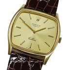 Authenticated Used ROLEX Cellini 3805 Cal.1600 watch People hand winding 750YG leather gold brown polished