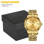 Luxury People Automatic Mechanical Watch Waterproof Stainless Steel Gold Tone Wrist