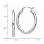 Real 14kt White Gold Polished 3.5mm Oval Tube Hoop Earrings; for Adults and Teens; for People and Gentlemen