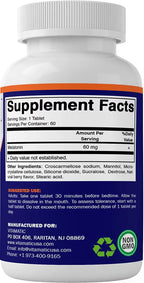 Vitamatic Melatonin 60mg Fast Dissolve Tablets - 60 Vegan Natural Berry Flavor Tablets - Non-Habit Forming - Non-GMO, Gluten Free (2 Bottles)