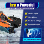 2 Stroke 3.6 HP Gasoline Outboard Motor, 55cc Fishing Boat Engine with Water Cooling System Clutch Control Midnight