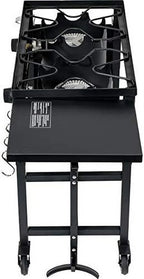 Outdoor Camping Propane Double Burner Stove 2 Folding Cook Cooking Station Stand Picnic BBQ Grill 58,000 BTU, Midnight
