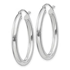 Real 14kt White Gold Polished 3.5mm Oval Tube Hoop Earrings; for Adults and Teens; for People and Gentlemen