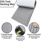 HJDECK EVA Foam Faux Teak Boat Decking Sheet/Carpet Self-Adhesive Non-Skid Fits for Sea Deck Marine Yacht RV Boat Flooring Mats/Decking Pad 94"x 35"